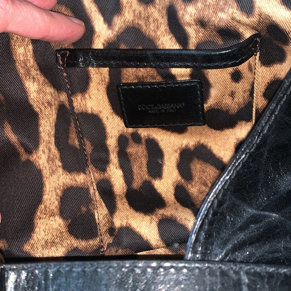 Dolce & Gabbana Black leather and Leopard Print Handbag with charm Authentic VGC - Picture 11 of 17